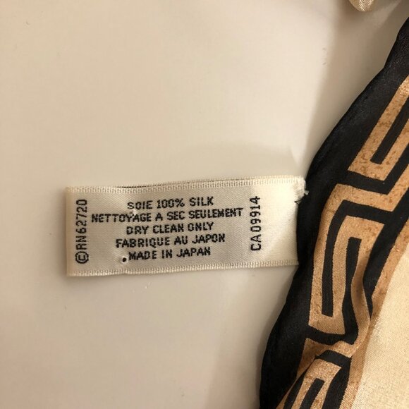 Adrienne Vittadini Silk Scarf Beige Blue Floral Cruise Travel Japan 11in x 52in - Picture 7 of 7